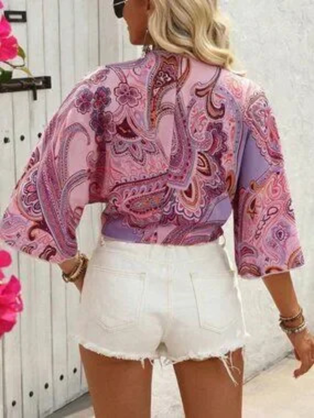 ZARA Multicolor Boho Women's Long Sleeved Tie Front Shirt